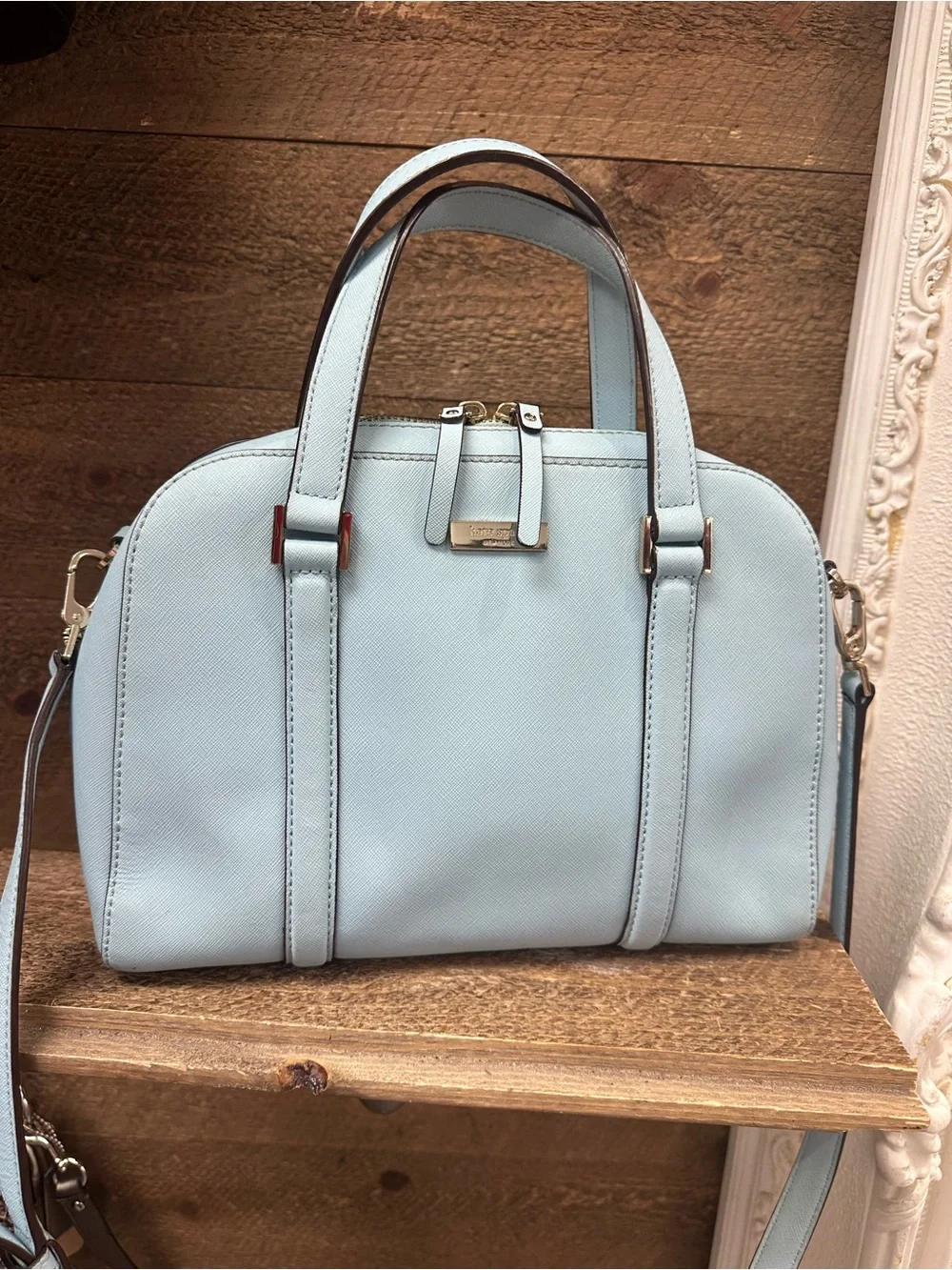 Kate Spade New York Light Blue Saffiano Leather Satchel Crossbody